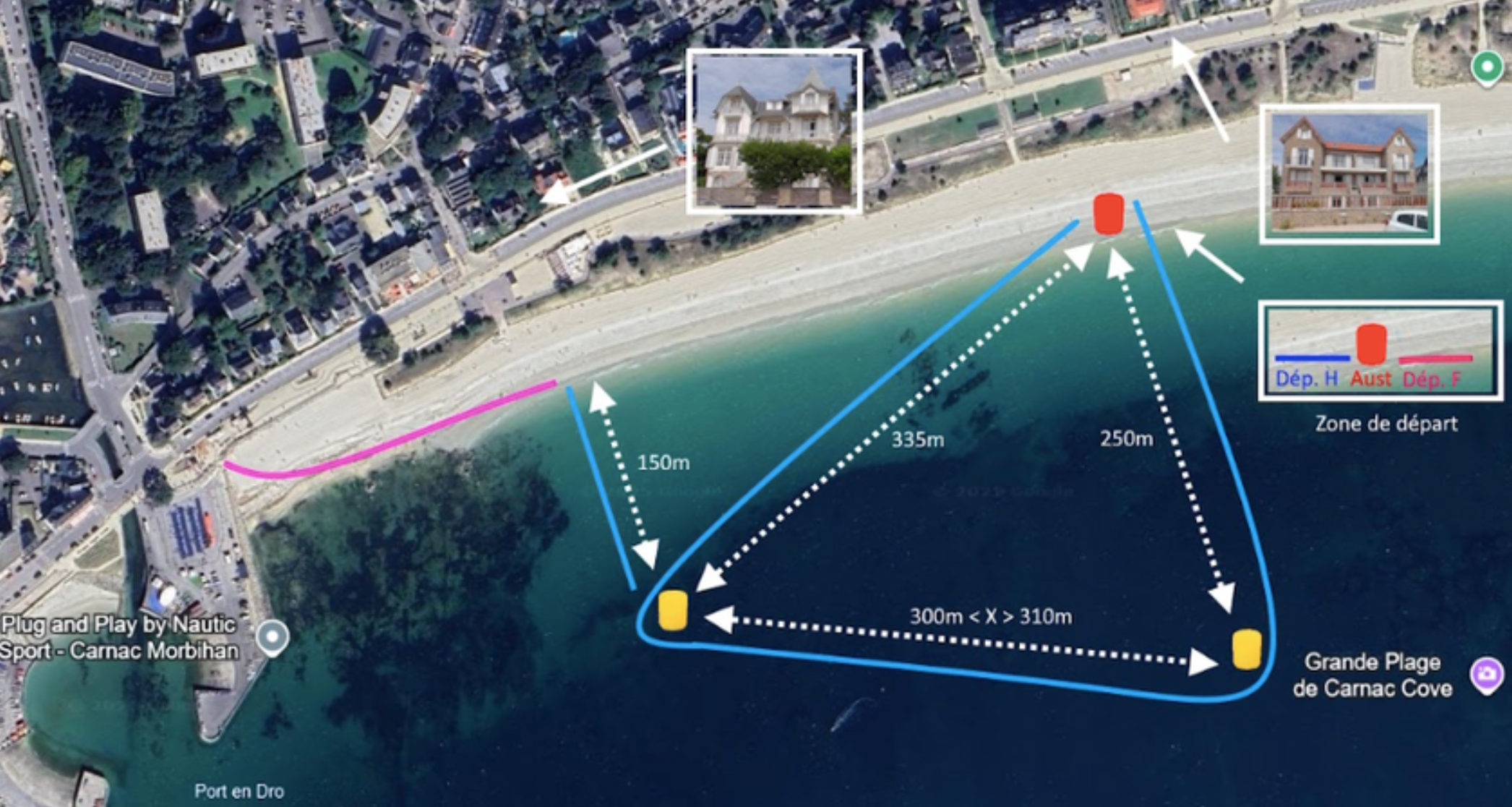 Parcours vélo du Triathlon M de Carnac